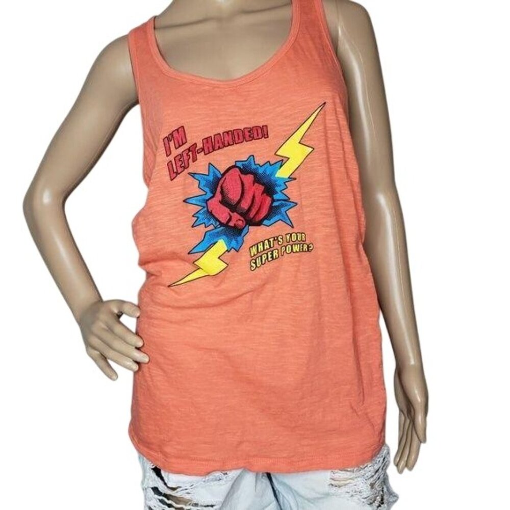 Left-Handed Super Power Tank Top Orange Pimatee size XL Cotton blend - Picture 7 of 8